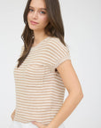 The Kloey Khaki Stripe Pocket Top