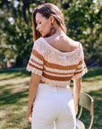 The Myley Striped Crochet Top + Midi Skirt Set - Sold Separately