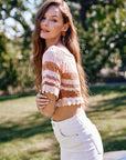 The Myley Striped Crochet Top + Midi Skirt Set - Sold Separately