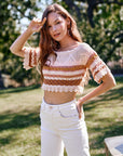 The Myley Striped Crochet Top + Midi Skirt Set - Sold Separately