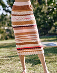 The Myley Striped Crochet Top + Midi Skirt Set - Sold Separately