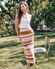 The Myley Striped Crochet Top + Midi Skirt Set - Sold Separately