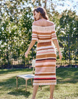 The Myley Striped Crochet Top + Midi Skirt Set - Sold Separately