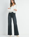 The Leana Black Denim Wide Leg Jeans
