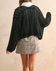 The Leslie Black Cable Knitted Cardigan