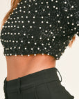 The Marilyn Pearl and Sequin Crop Top *Runway Exclusive*