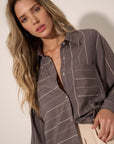 The Maia Stripe Button Down Top