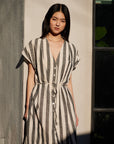 The Maura Stripe Button Down Midi Dress