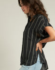 The Meena Striped Button Down Top