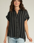 The Meena Striped Button Down Top