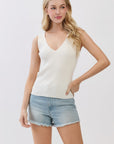 The Megan Ivory Ribbed Sweater Tank