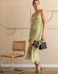 The Kamora Lime Side Slit Midi Dress