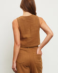 The Mila Camel Button Down Vest