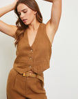 The Mila Camel Button Down Vest