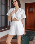 The Ozzy Twist Front Linen Crop Top