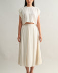 The Roma Ecru Crop Top + Midi Skirt Set - Sold Separately