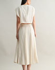 The Roma Ecru Crop Top + Midi Skirt Set - Sold Separately