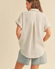 The Ricki Waffle Knit Button Down Top