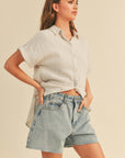 The Ricki Waffle Knit Button Down Top