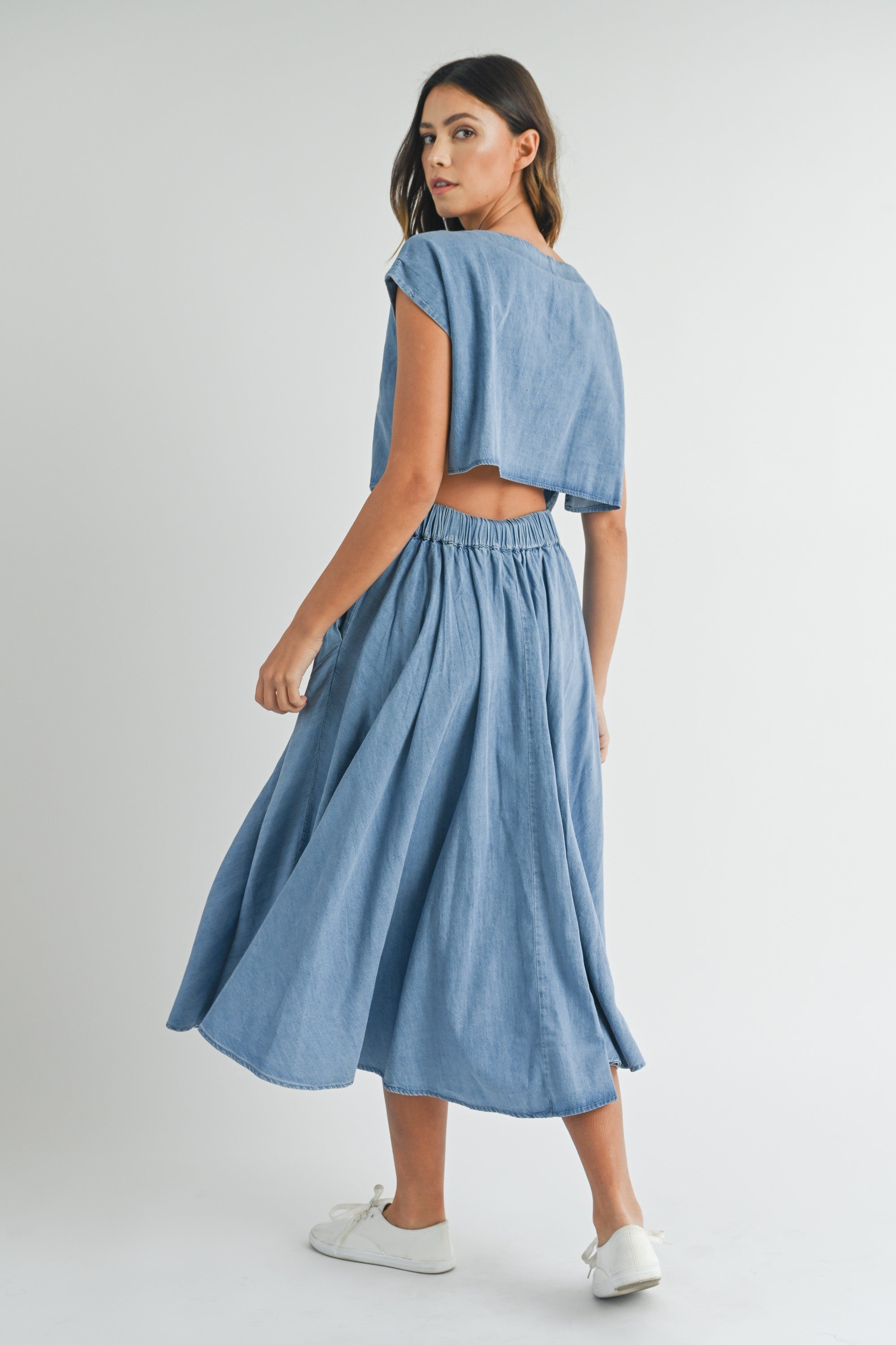 crop top midi dress Miranda Top and Skirt Set French Blue / Small