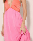 The Selene Color Block Plunge Maxi Dress
