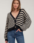 The Suki Black Checkered Knit Cardigan