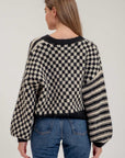 The Suki Black Checkered Knit Cardigan