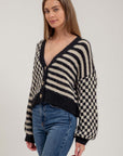 The Suki Black Checkered Knit Cardigan