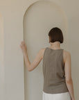 The Sydney Olive Cotton-Linen Top