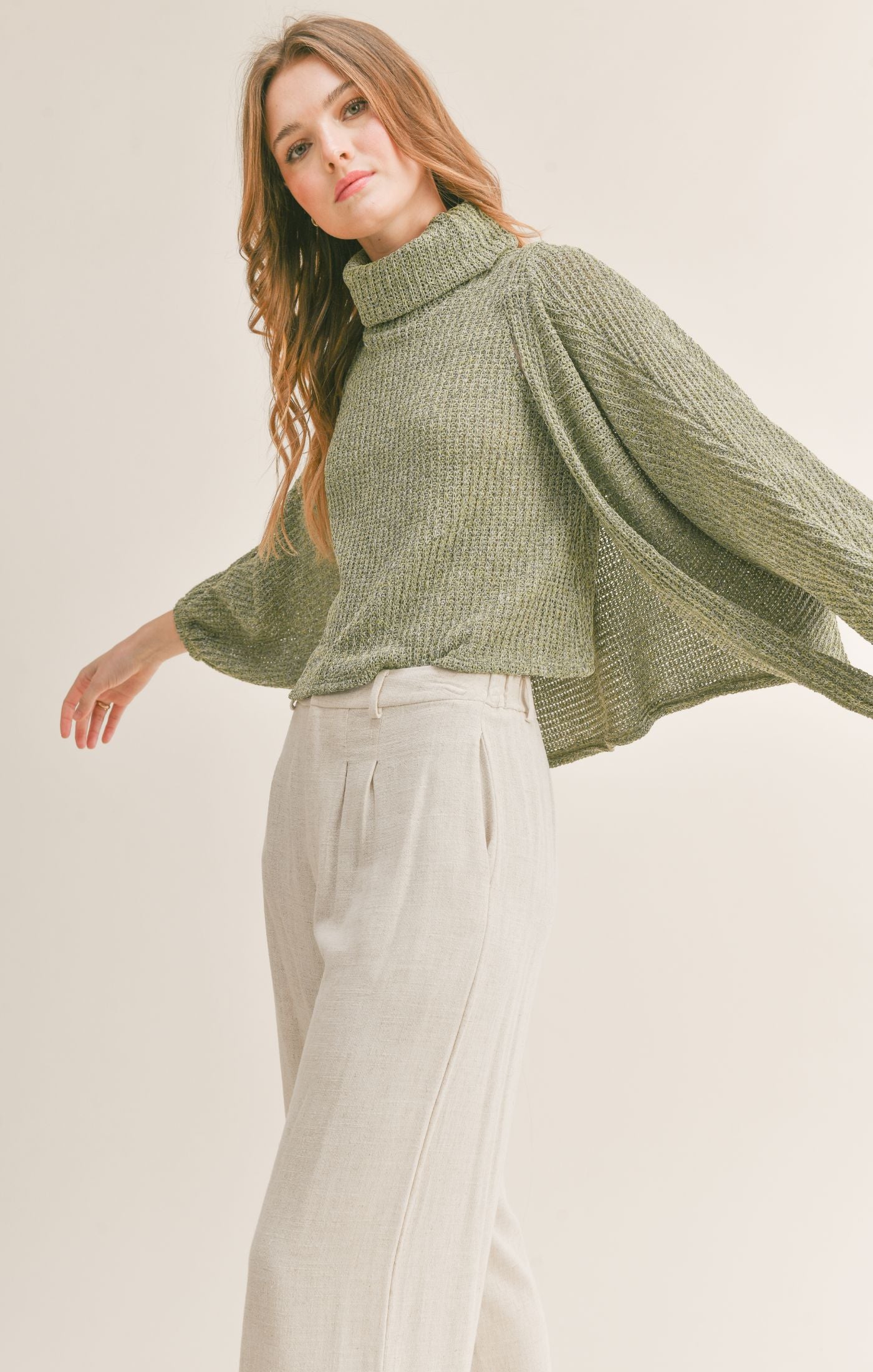 Cardigan Pastel Green Turtleneck Fifteen Twenty Women's Claudia