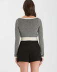 The Yara Black Striped Cropped Sweater