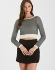 The Yara Black Striped Cropped Sweater