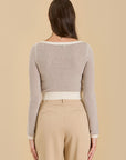 The Yara Taupe Striped Cropped Sweater
