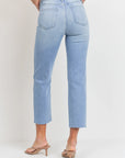 The Donnie Minimal Distressed Straight Jeans by Just Black Denim