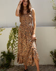 The Fika Leopard Smocked Maxi Dress