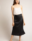 The Paulina Satin Midi Skirt