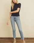 The Freya Ribbed Mock Neck Top
