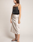 The Paulina Satin Midi Skirt