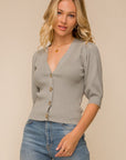 The Imogene Short Sleeve Button Down Cardigan