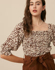 The Rikki Smocked Leopard Top