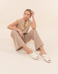 The Reece Beige Square Toe Slides