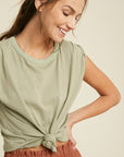 The Kari Rolled Short Sleeve Top