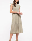 The Adriana Flutter Sleeve Tiered Midi Dress