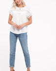 The Mikia Dotted Eyelet Top