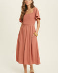 The Mimi Textured Smocked Midi Dress