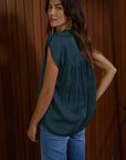 The Rissa Satin V-Neck Button Down Top