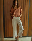 The Cora Satin V-Neck Top