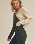 The Kari Two Tone Twist Back Sweater