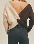 The Kari Two Tone Twist Back Sweater