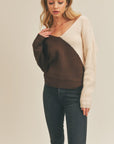 The Kari Two Tone Twist Back Sweater